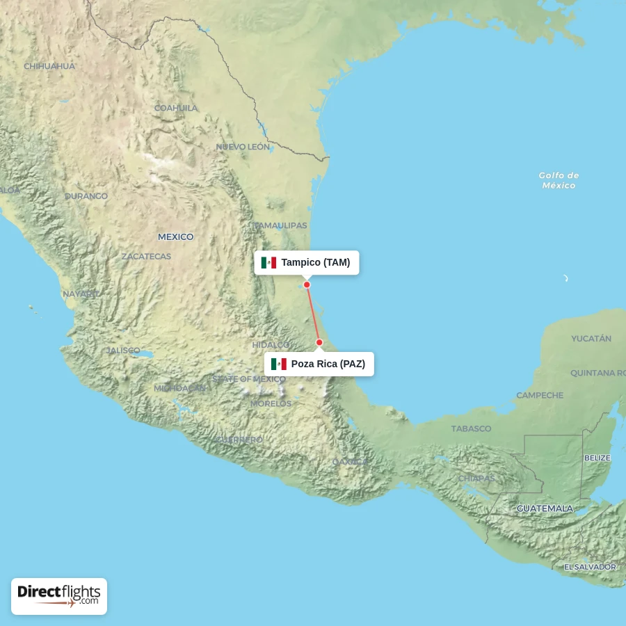 TAM - PAZ route map