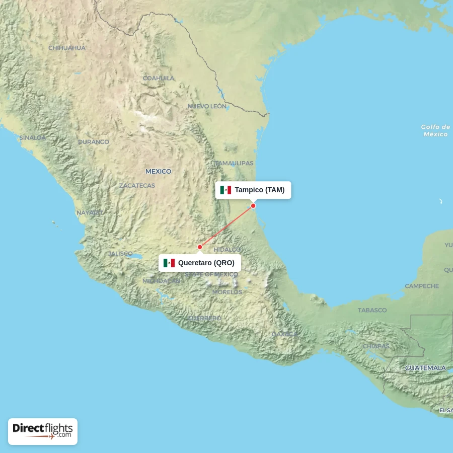 TAM - QRO route map