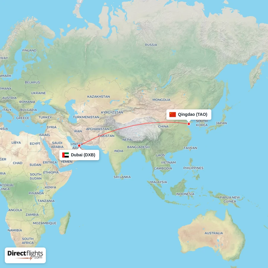 TAO - DXB route map