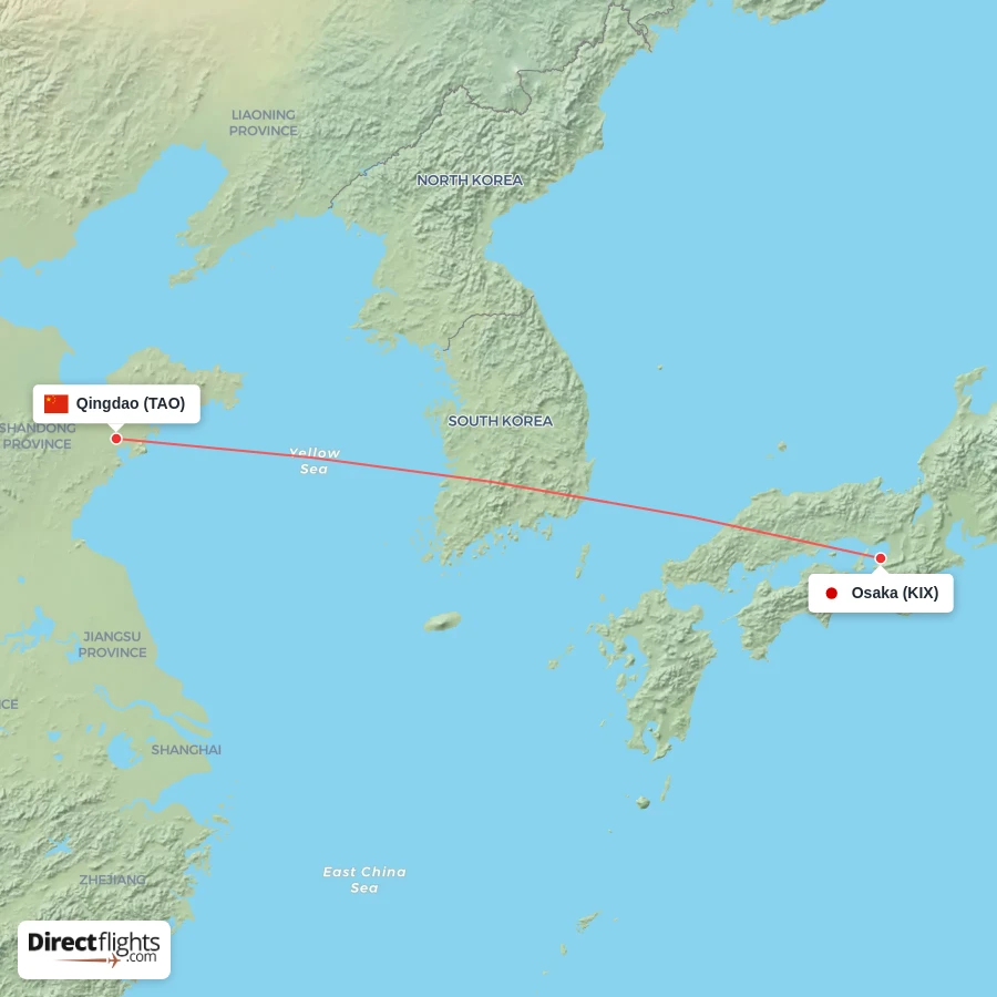 TAO - KIX route map