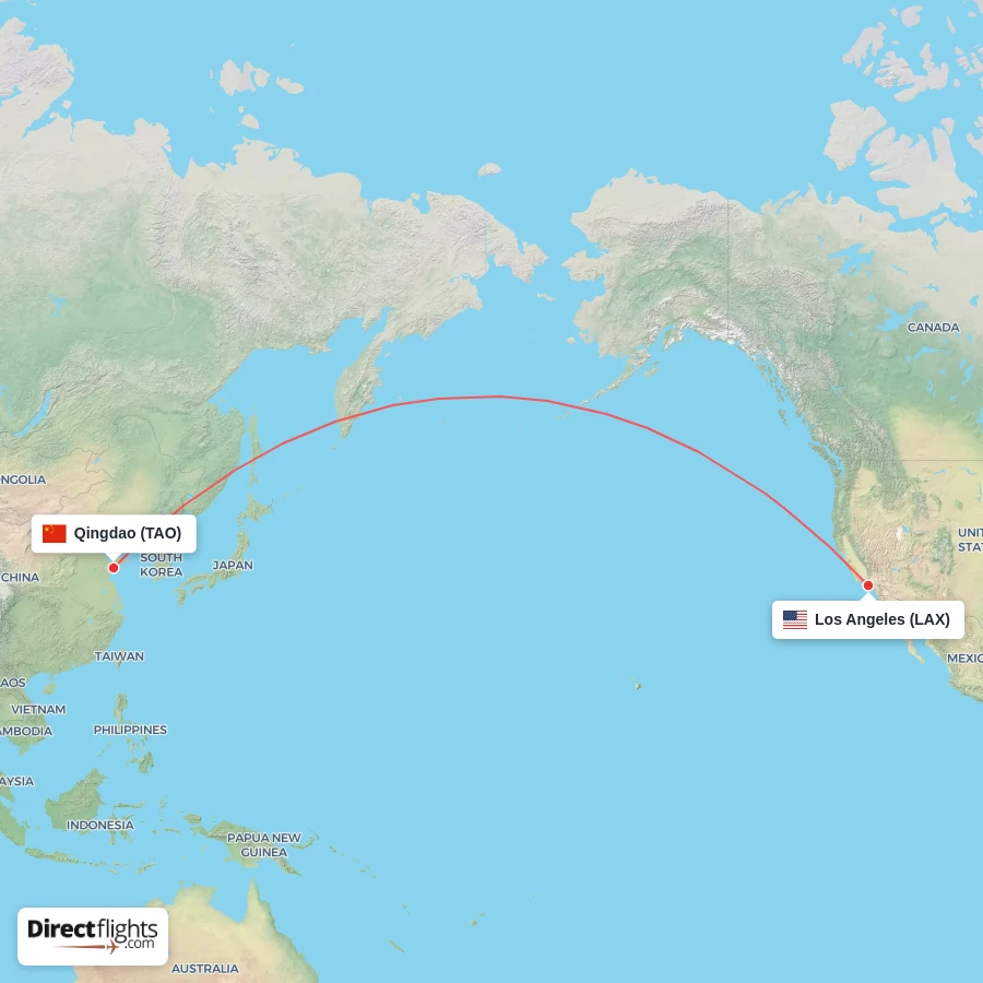 TAO - LAX route map