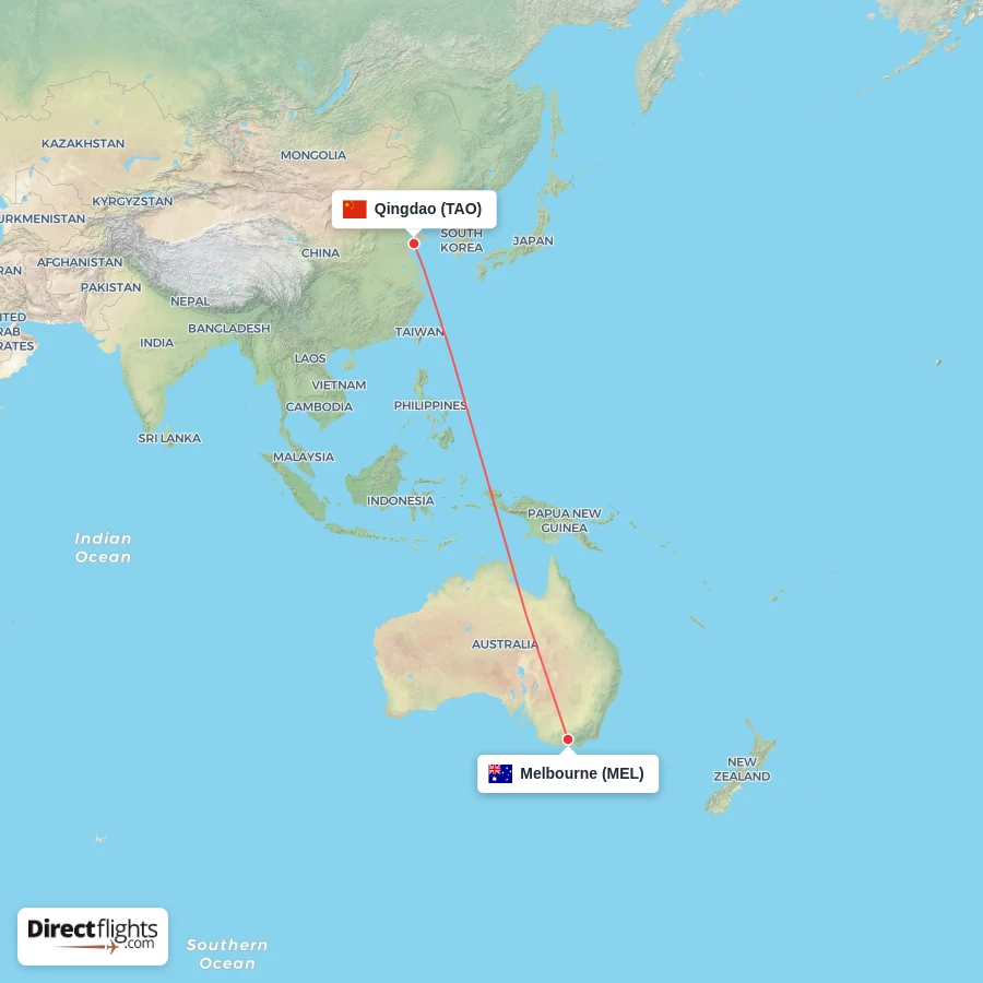 TAO - MEL route map