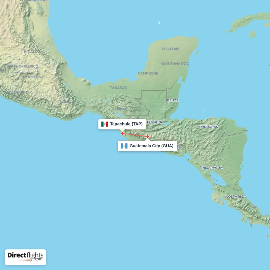 TAP - GUA route map