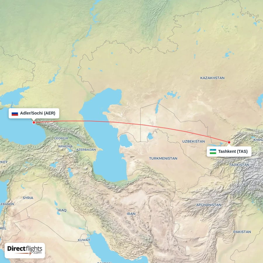 TAS - AER route map
