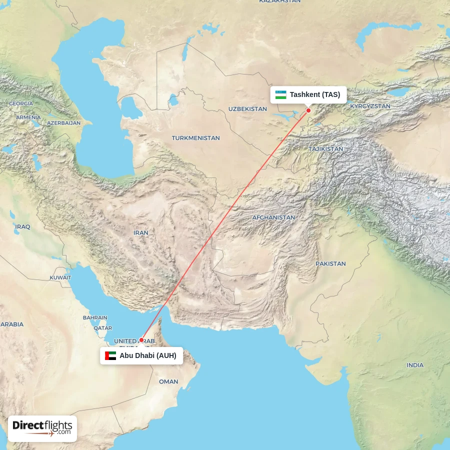 TAS - AUH route map