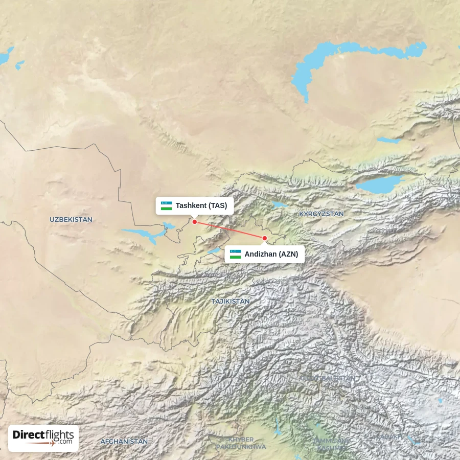 TAS - AZN route map