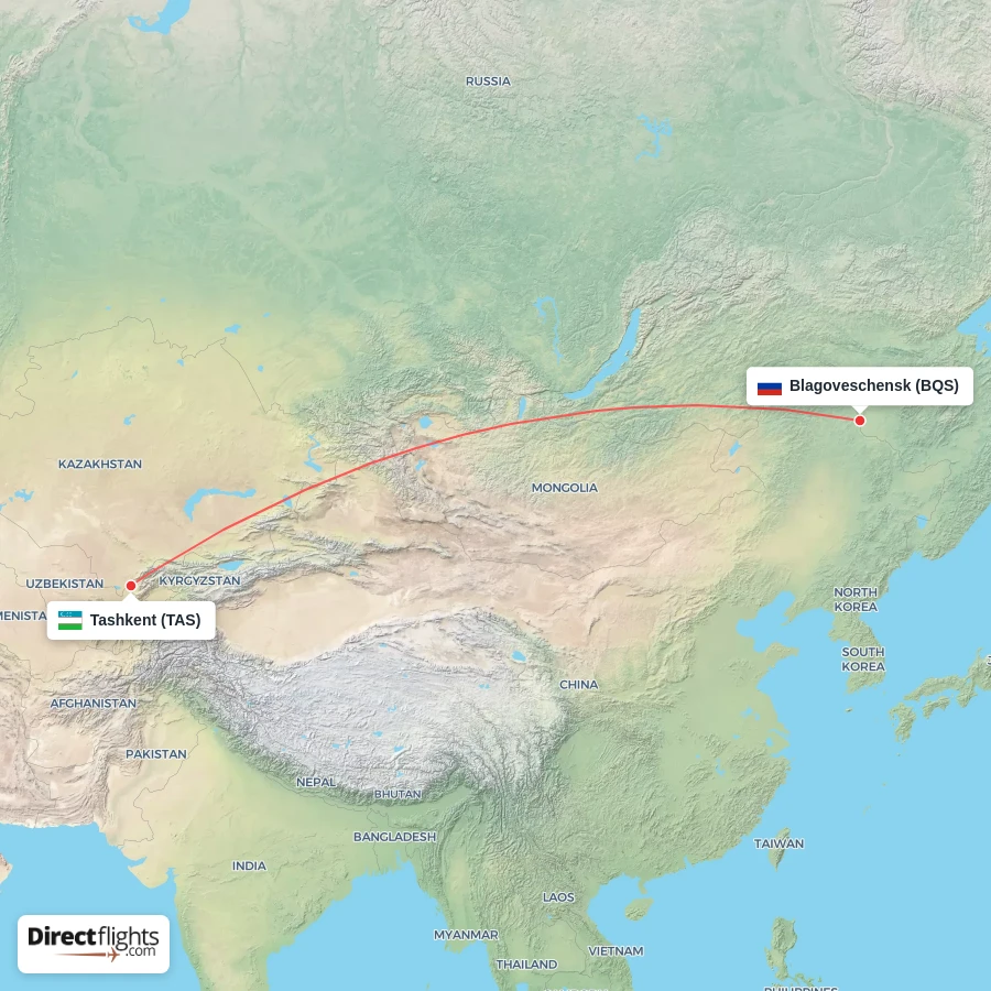 TAS - BQS route map