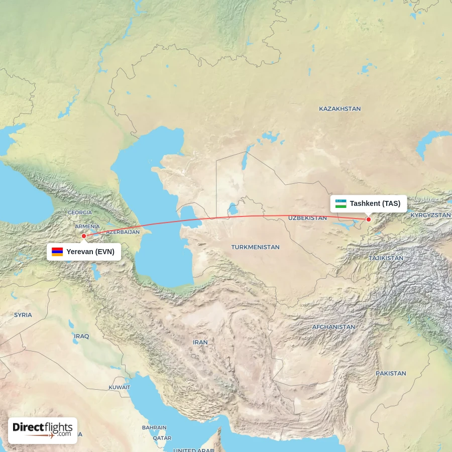 TAS - EVN route map