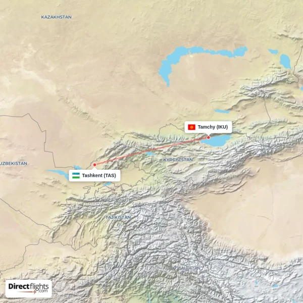 Tashkent - Tamchy direct flight map