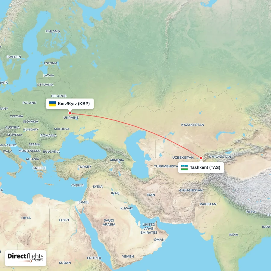 TAS - KBP route map
