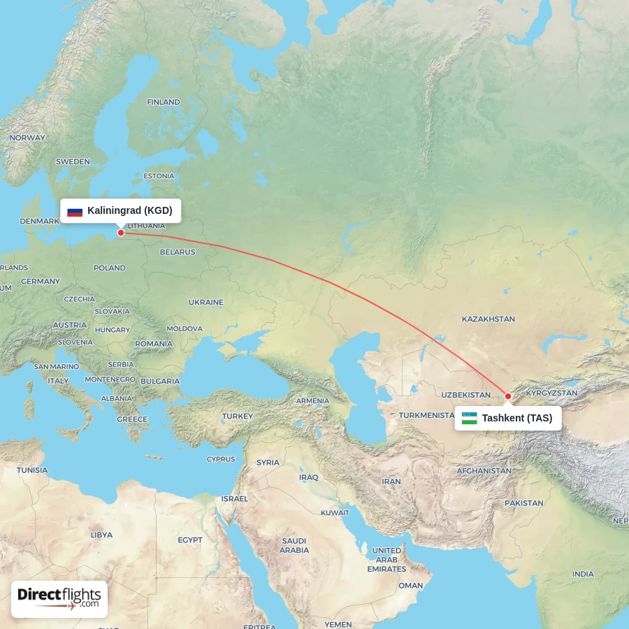 TAS - KGD route map
