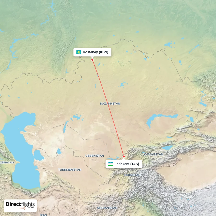 TAS - KSN route map