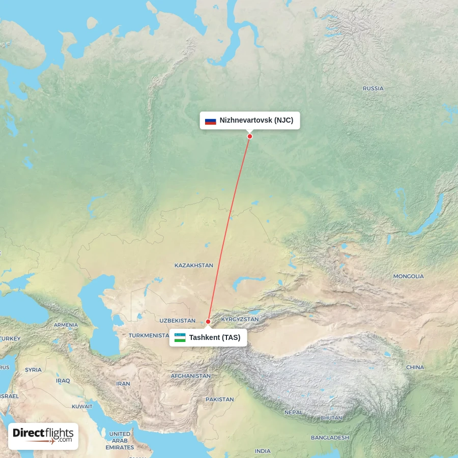 TAS - NJC route map