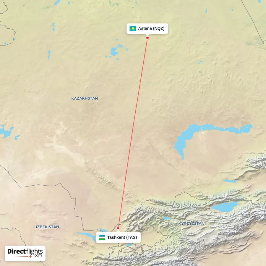TAS - NQZ route map