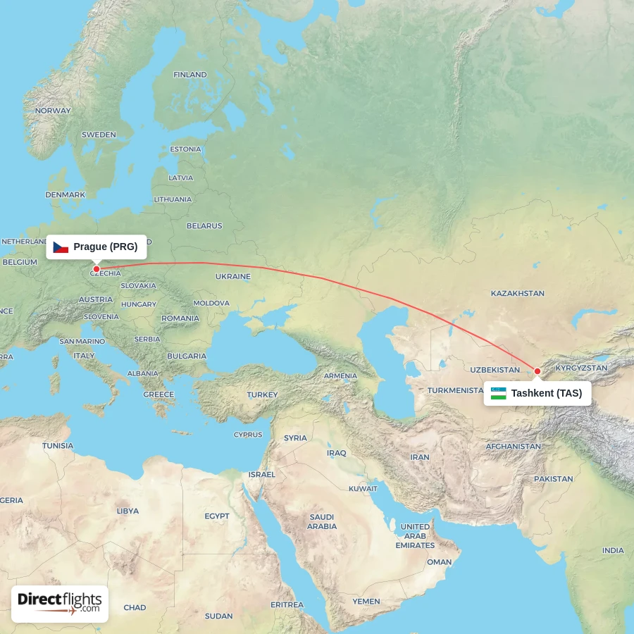 TAS - PRG route map
