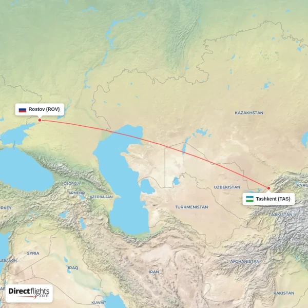 Tashkent - Rostov direct flight map