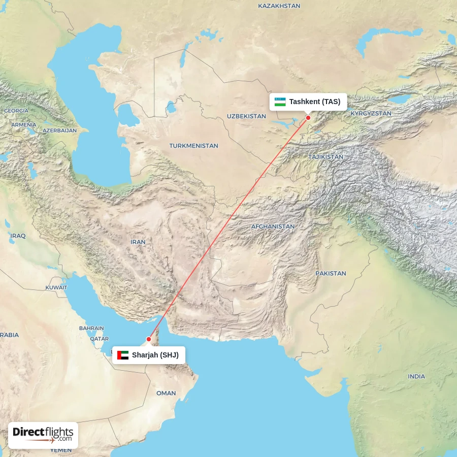 TAS - SHJ route map