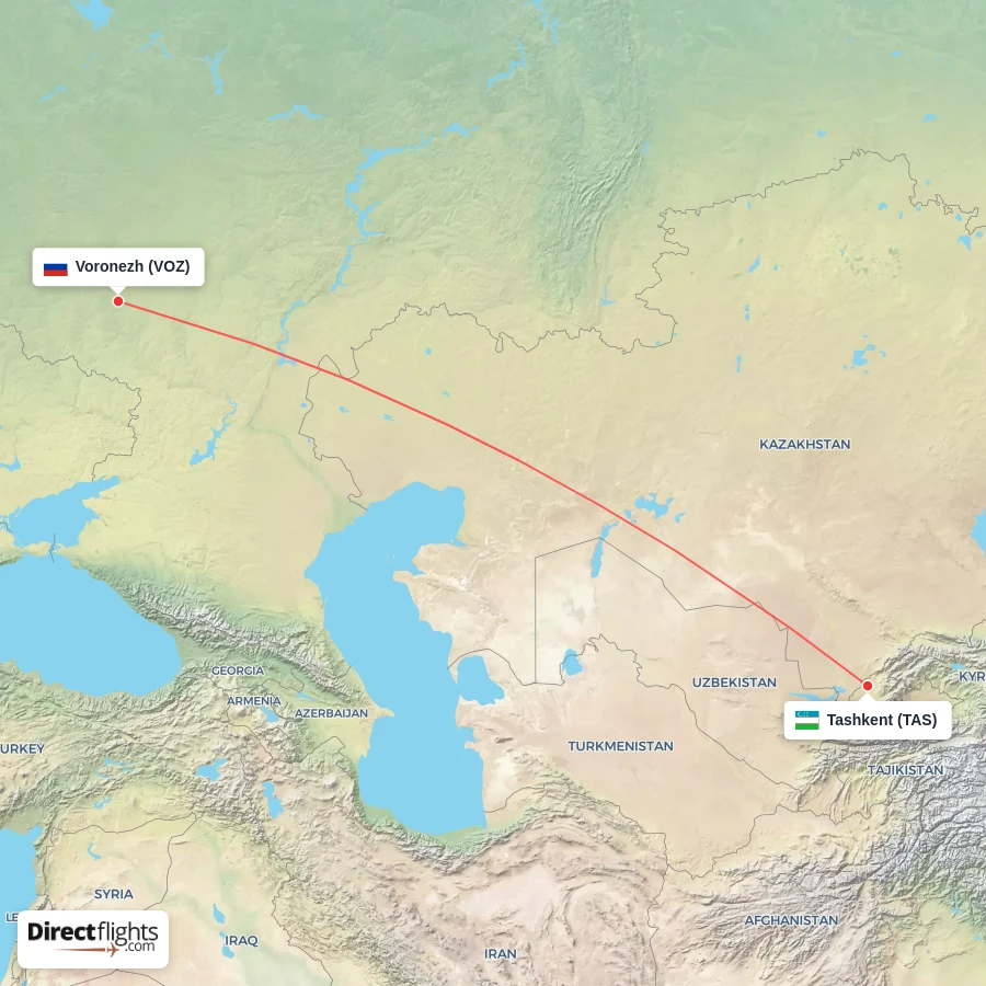 TAS - VOZ route map