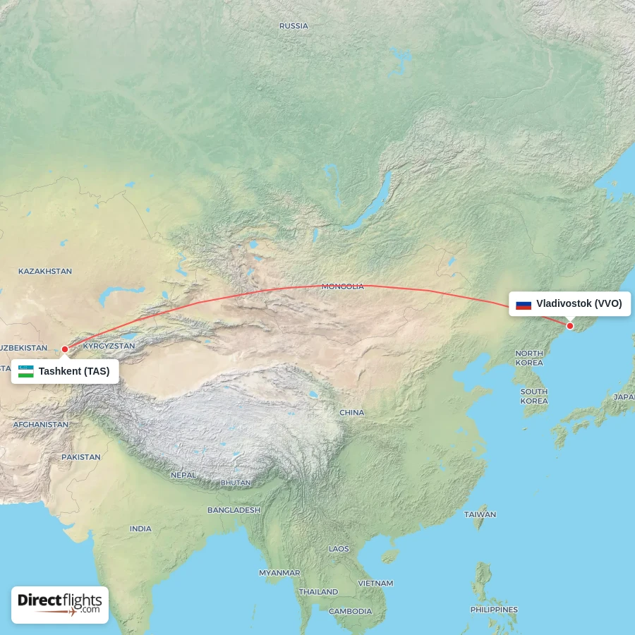 TAS - VVO route map