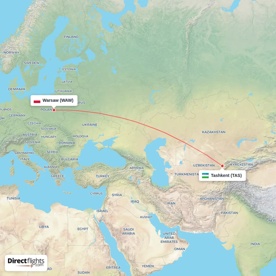 TAS - WAW route map