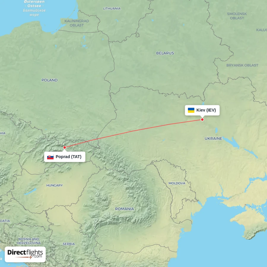 TAT - IEV route map