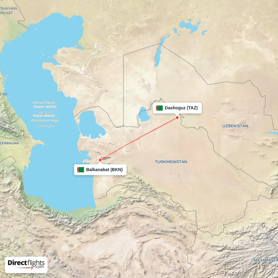 TAZ - BKN route map