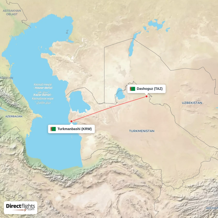 TAZ - KRW route map