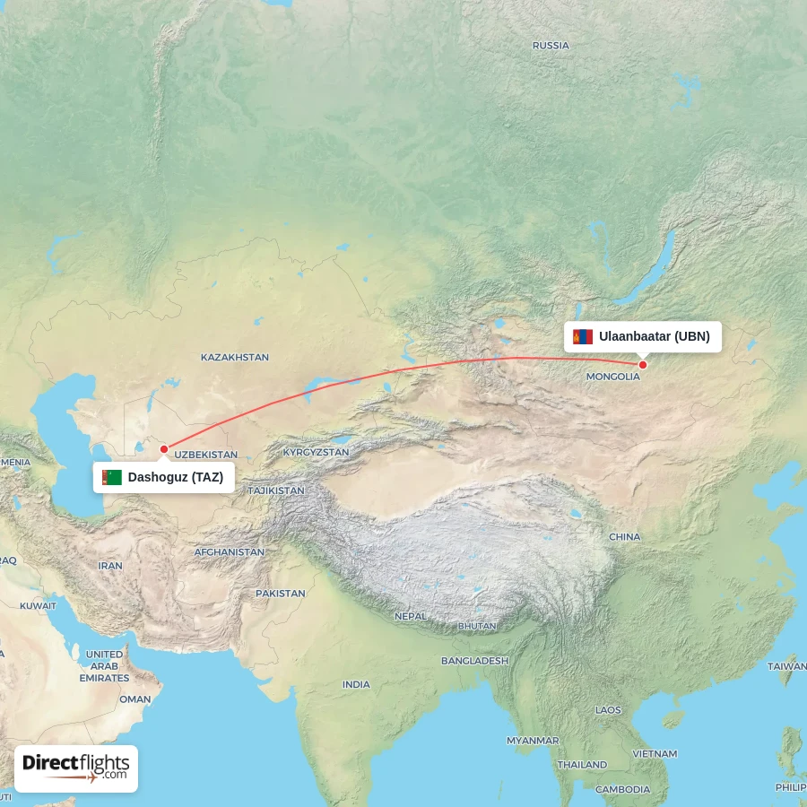 TAZ - UBN route map