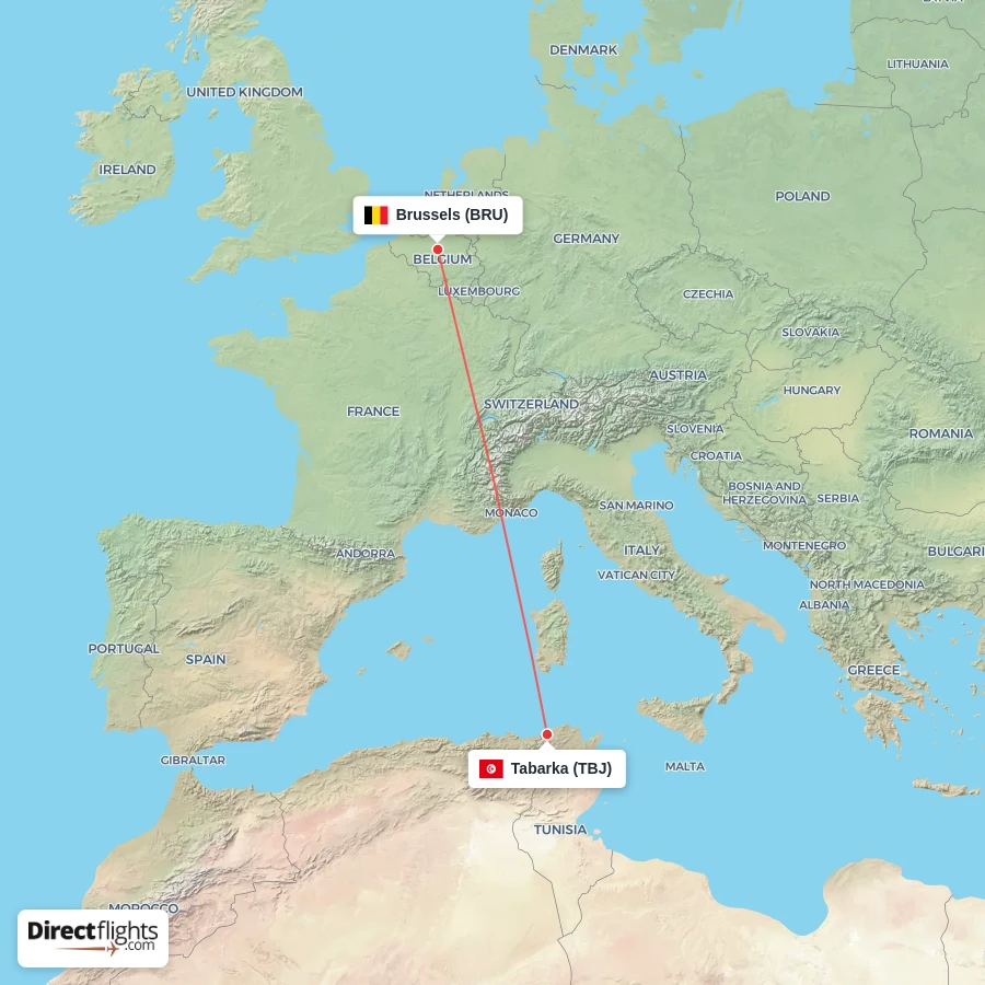 TBJ - BRU route map