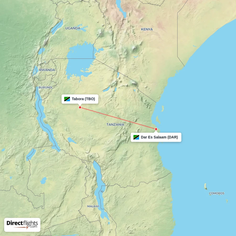 TBO - DAR route map