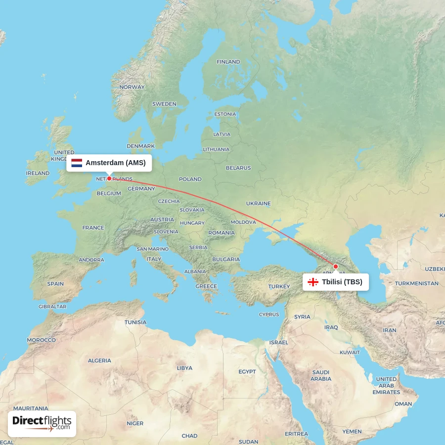 TBS - AMS route map
