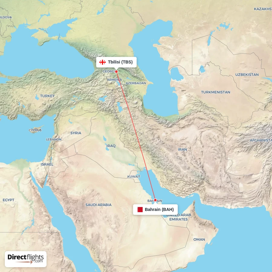 TBS - BAH route map