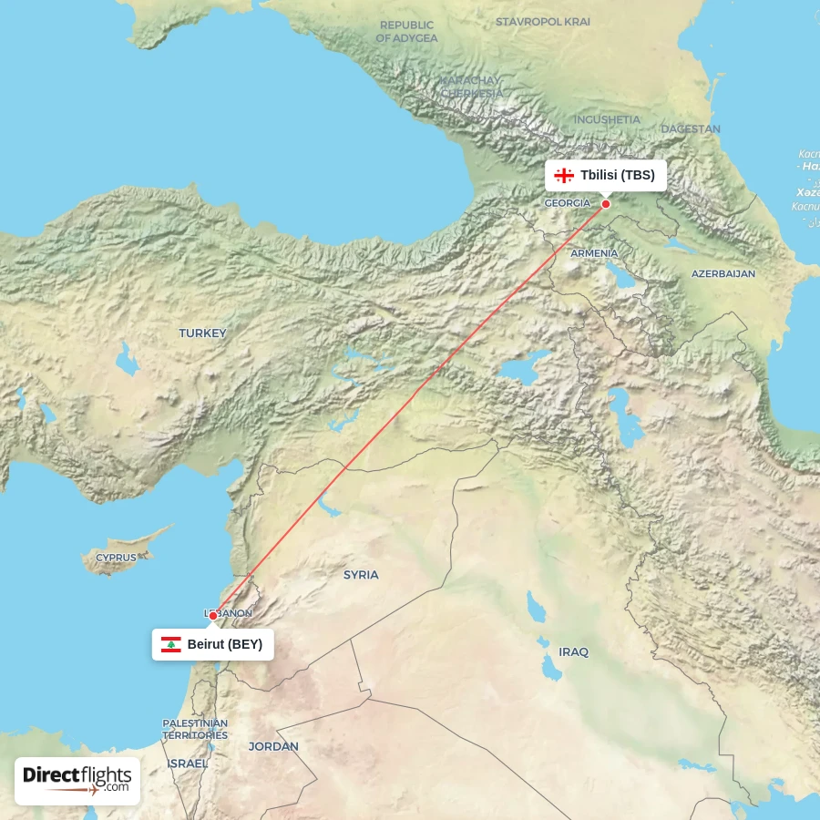 TBS - BEY route map
