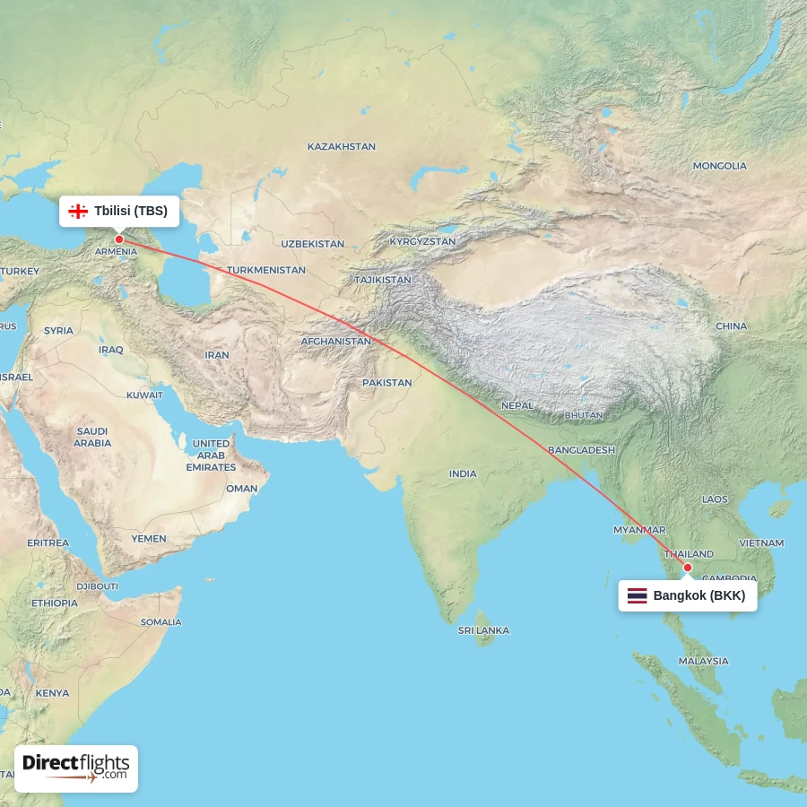 TBS - BKK route map