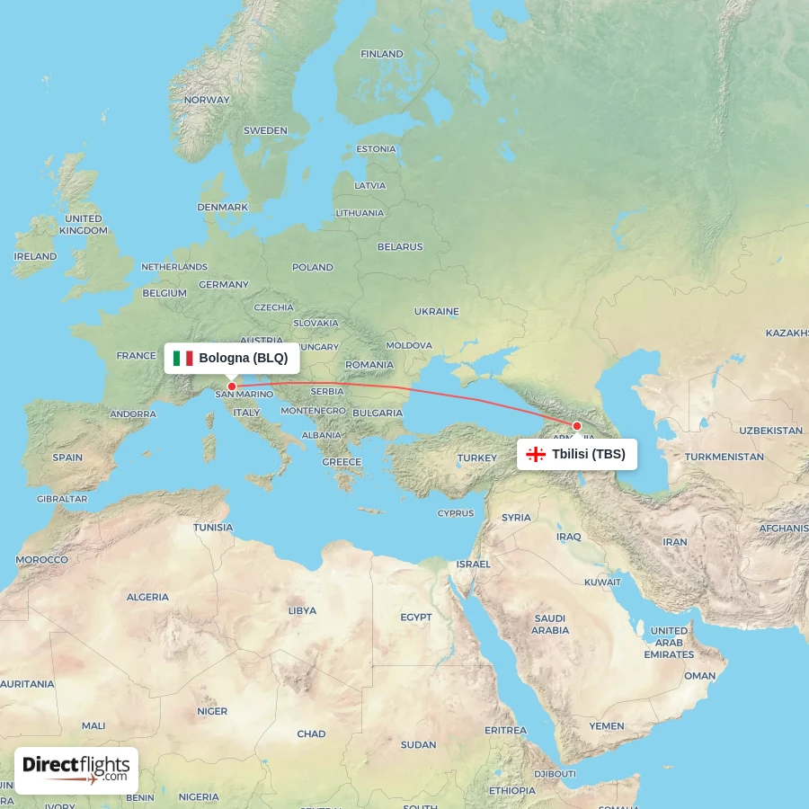 TBS - BLQ route map