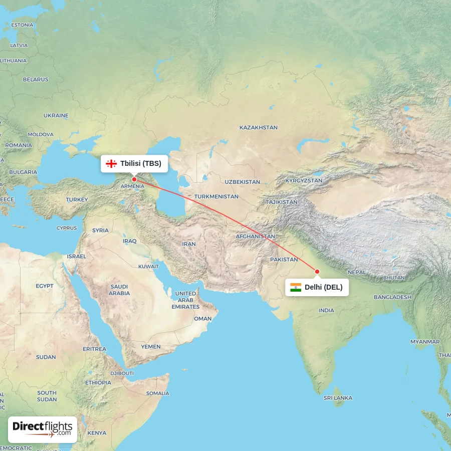 TBS - DEL route map