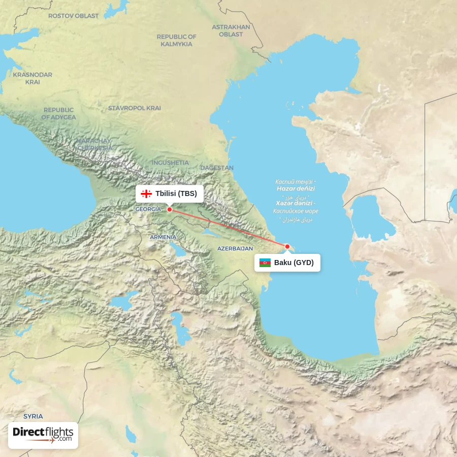 TBS - GYD route map