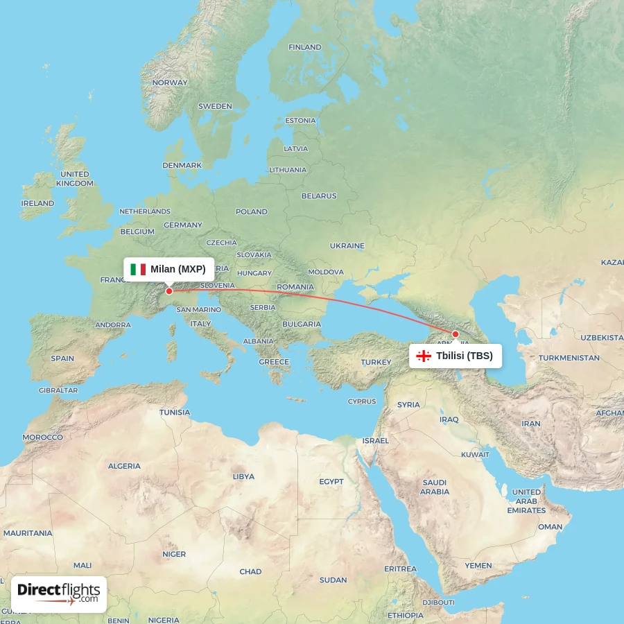 TBS - MXP route map