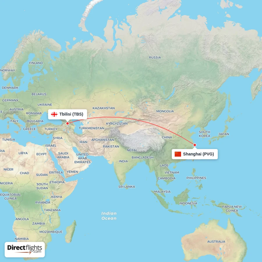TBS - PVG route map