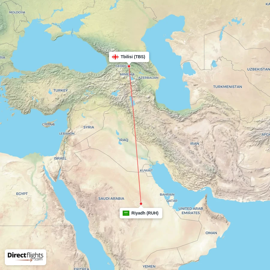 TBS - RUH route map