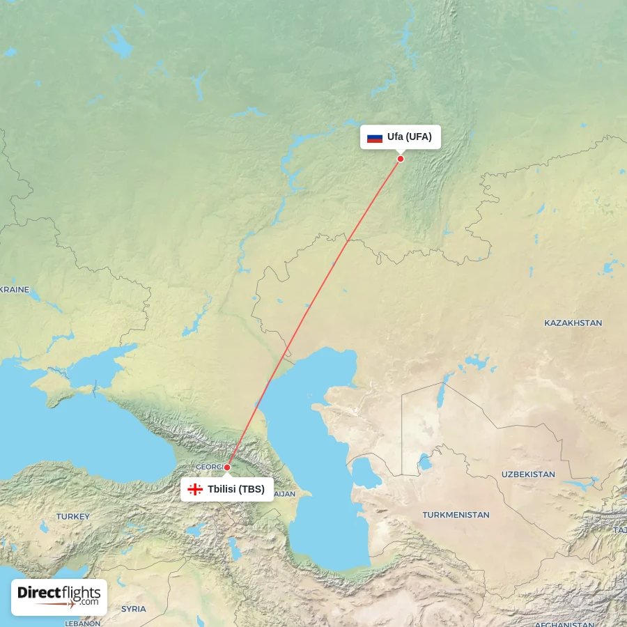 TBS - UFA route map