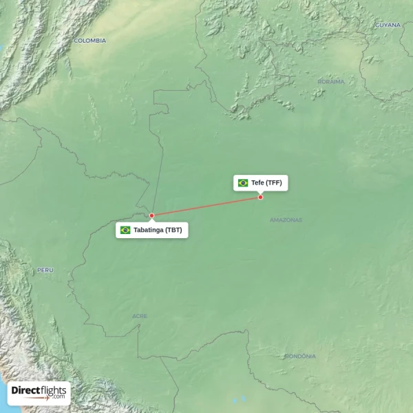 Tabatinga - Tefe direct flight map