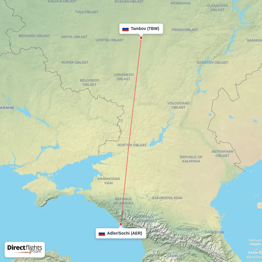 TBW - AER route map