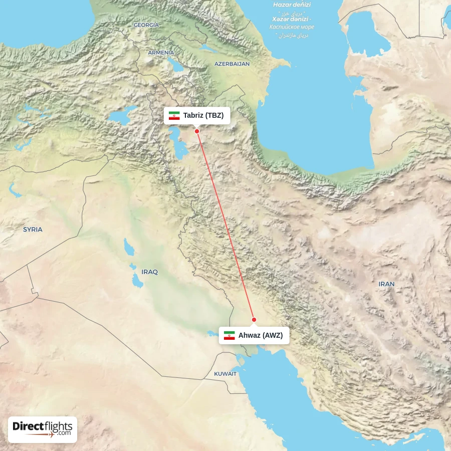TBZ - AWZ route map