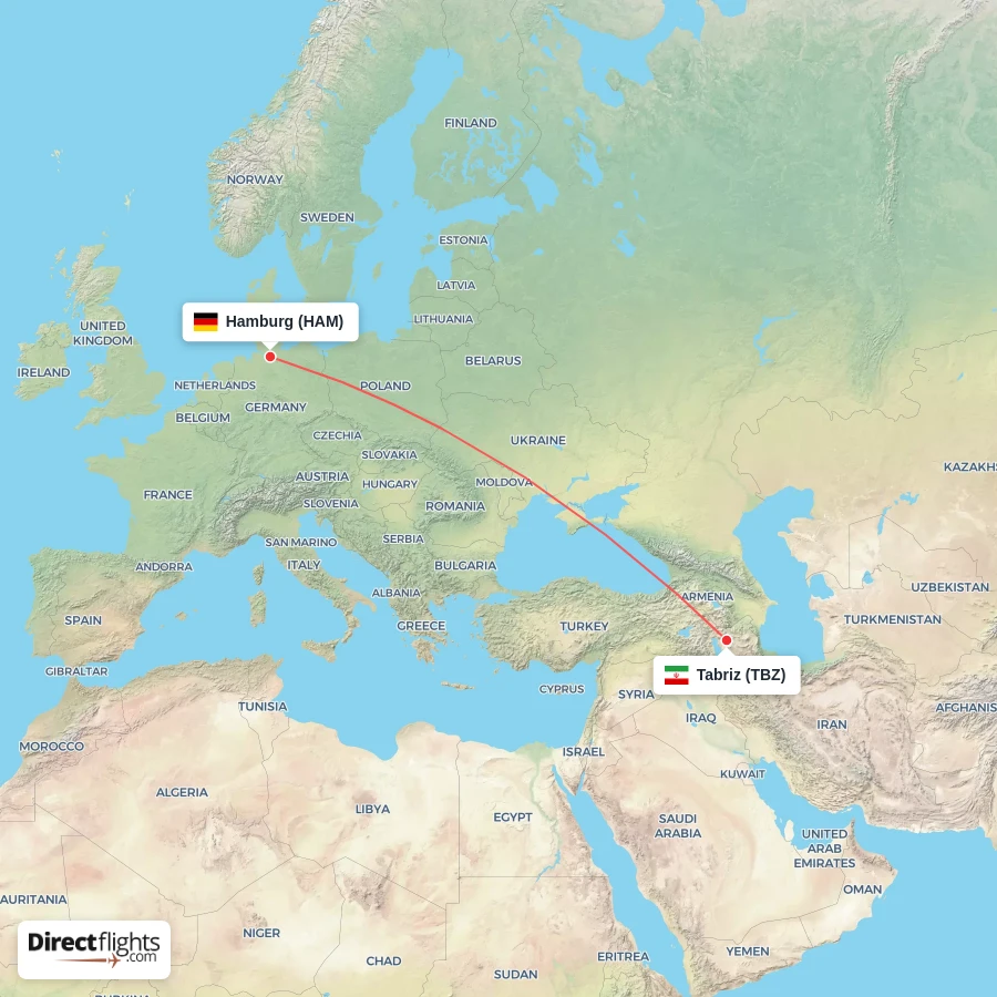 TBZ - HAM route map