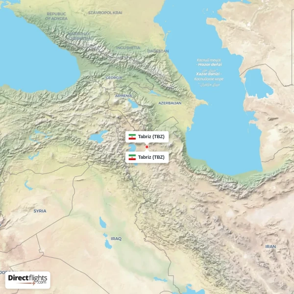 Tabriz - Tabriz direct flight map
