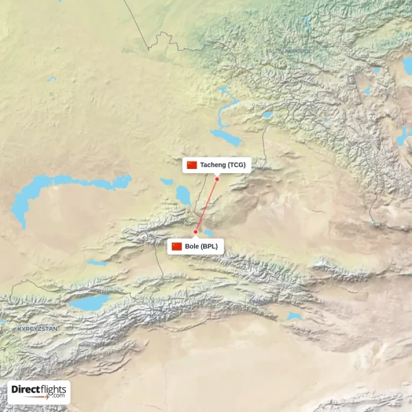 Tacheng - Bole direct flight map