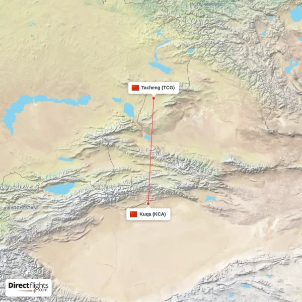 Tacheng - Kuqa direct flight map