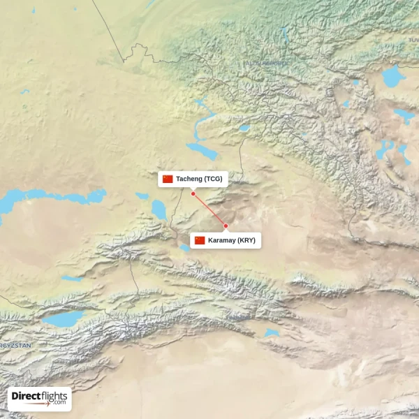 Tacheng - Karamay direct flight map