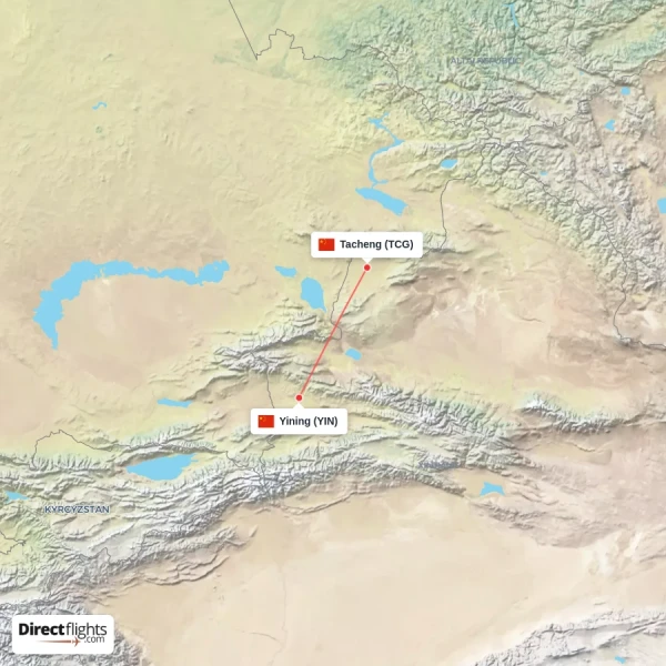 Tacheng - Yining direct flight map